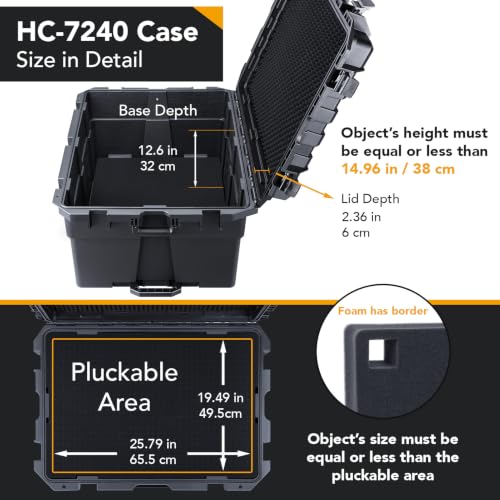Lykus HC-7240 Hard Case with Wheels and Foam, Inner Size 25.7*19.49*14.96in - size: HC-7240