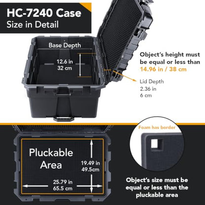 Lykus HC-7240 Hard Case with Wheels and Foam, Inner Size 25.7*19.49*14.96in - size: HC-7240