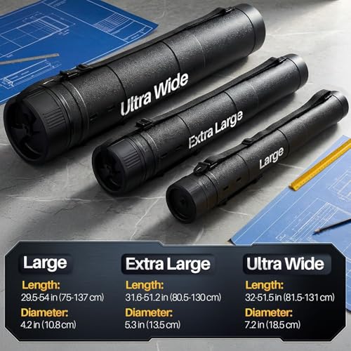 Flexzion Extra Large Poster Tube with Strap, Telescoping 30-54 in - size: Extra Large