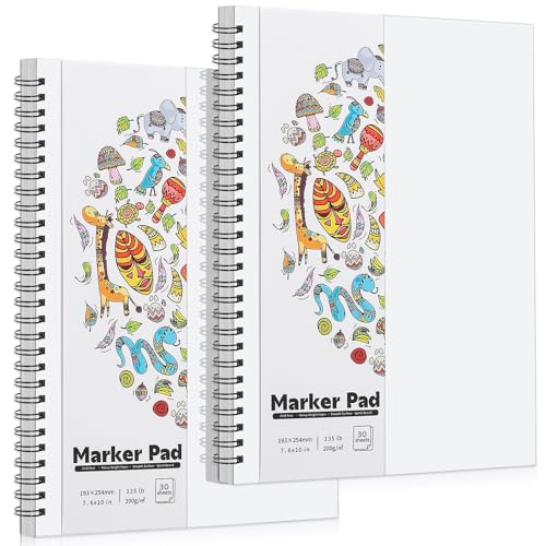 2 Pack Marker Paper Pad 7.6 × 10 in, Double-Sided, 200gsm Spiral - size: 7.6×10 Inch (2 pack)