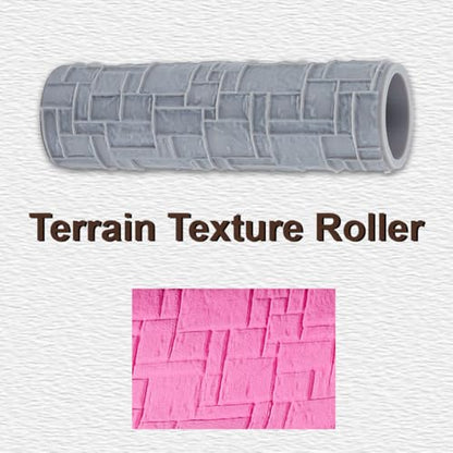 Topography Texture Roller Large Brick Clay Texture Rollers Geometric DIY Embossing Pottery Decortive Tool for Pathfinder, PRG, Miniatures, Tabletop Board Game Topography Accessory - style: Geometric