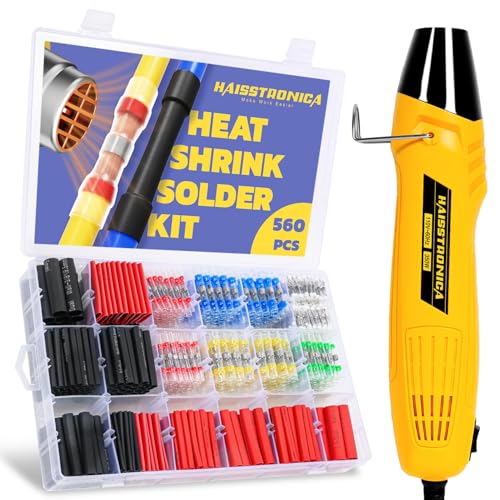 haisstronica 560PCS Wire Repair Kit, Solder Seals, 3:1 Tubing, Heat Gun - size: 560 PCS
