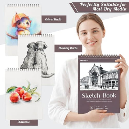 9×12 Sketch Book, Spiral Bound, 50 Sheets, Acid-Free Drawing Pad - color: Reddish brown, size: 9 x 12inch(1 Pack)