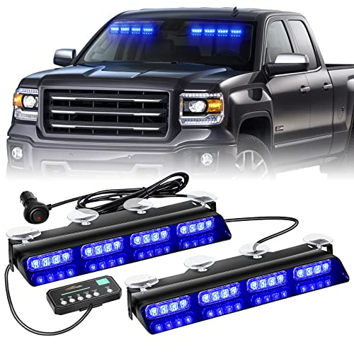XRIDONSEN 2 in 1 2x 14 inch Strobe Light Bar - color: Blue