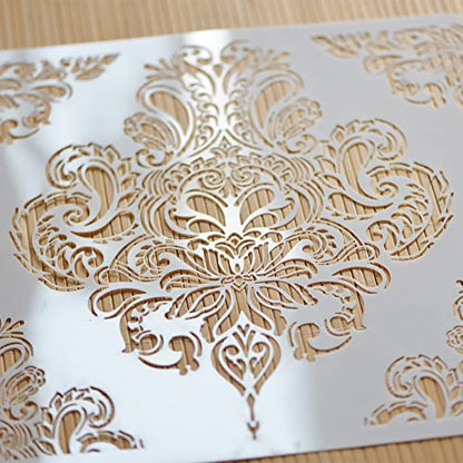 Floral Stencil 12x12 Inch, Large Reusable Stencil for DIY Crafts - style: FLB