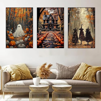 Axquilon 3 Packs Fall Framed Paint by Numbers Kit for Adults 8x10in - color: 3 Pack Fall with Easel