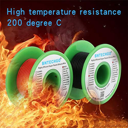BNTECHGO 22 AWG Silicone Wire Red Black 25ft Stranded Tinned Copper Wire - size: 22 Gauge, 25ft per color