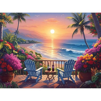 askkqtx Beach Paint by Numbers Kit for Adults Unframed 16x20 Inch - color: Beach - MT22535