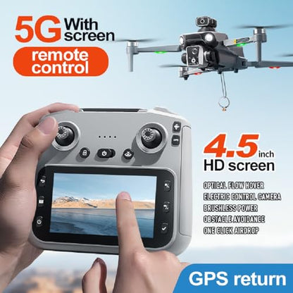 K19 GPS Drone 4.5-inch Screen Controller with SD card, 2 batteries.