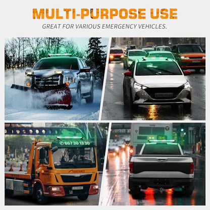 XRIDONSEN 28.4" Green White Roof Emergency Lights 80 LED Strobe Light Bar - color: Green/White
