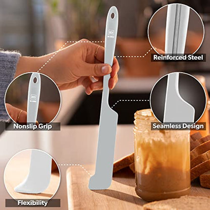 DI ORO Silicone Jar Spatula Set - 600F Heat Resistant, 5-Pc Stone - color: Stone