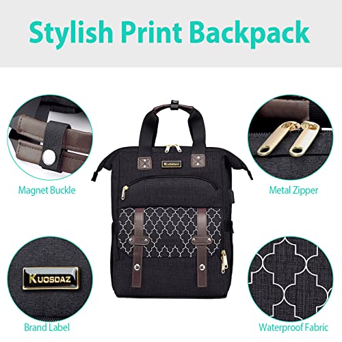 Backpack for Women, School Backpacks for Girls, Large Wide Open Backpack - color: Black