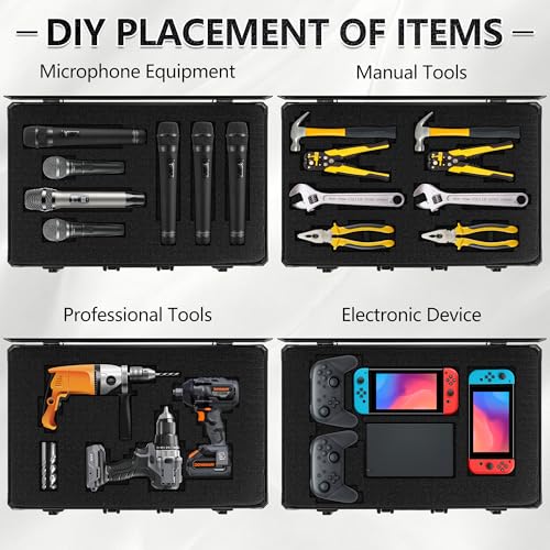 22 Inch Carrying Case with Customizable Pre-Diced Foam - size: 22.1x14.2x7.8 Inch