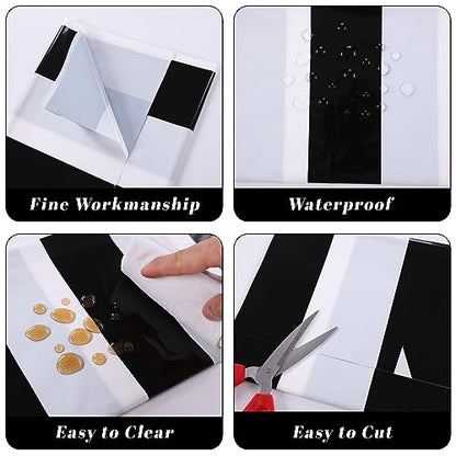 Kesfey Black Striped Tablecloth Picnic Vertical Stripe Table Cover 3 Packs - color: Black Vertical Striped