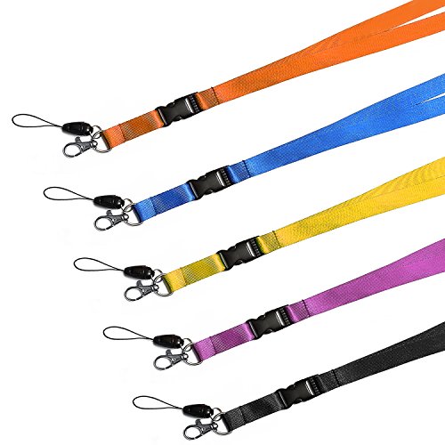 5Pack 5Colors Nylon Office Neck Lanyards,Detachable Buckle,Quick Release - color: 5-colours