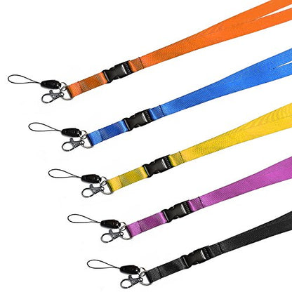 5Pack 5Colors Nylon Office Neck Lanyards,Detachable Buckle,Quick Release - color: 5-colours