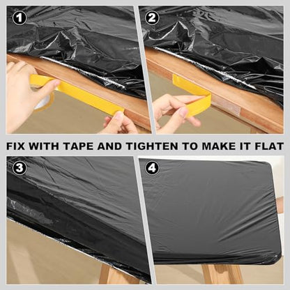 Boao 12 Plastic Elastic Fitted Tablecloths, 8 Ft, 96 x 30 Inch, Black - color: Black, size: 8 Ft, 96 x 30 Inch