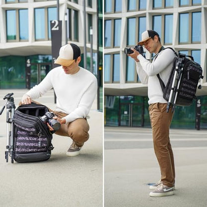 Swissdigital Design Camera Backpack with USB Charging Port, Travel Camera Case With RFID Pockets, Large Capacity Photography Backpack,Black | SD16489510-01