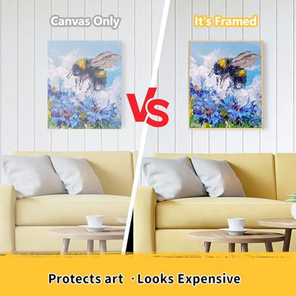 4 Pack 16 x 20 inch Floater Frame Canvas –Gallery Wrapped Canvas Set - color: Light Brown, size: 4pk-16x20 in