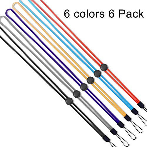 YOUOWO 6Pack 6Colours Adjustable Neck Lanyards,Circular,Multicolor - color: Black, Gray, Purple, Red, Blue, Yellow