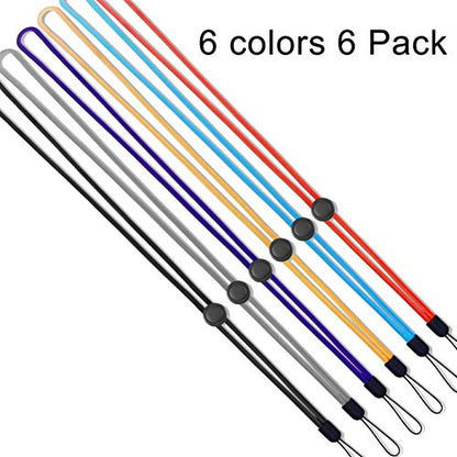 YOUOWO 6Pack 6Colours Adjustable Neck Lanyards,Circular,Multicolor - color: Black, Gray, Purple, Red, Blue, Yellow