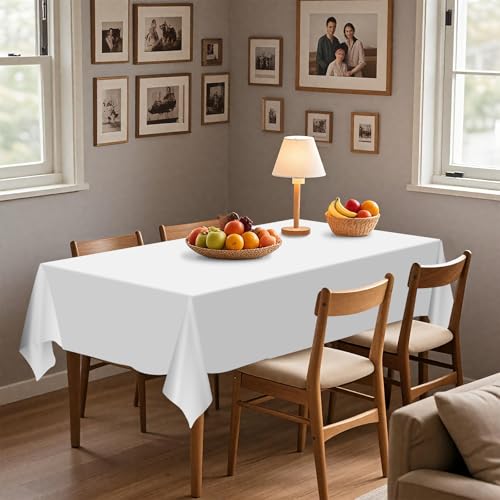 54IN X 160FT Plastic Table Cover Roll with Cutter Box, Cut to Size Plastic Table Cloths for Parties, Birthday, (White, 54"x1920") - color: White, size: 1920" x 54" (Rectangular)