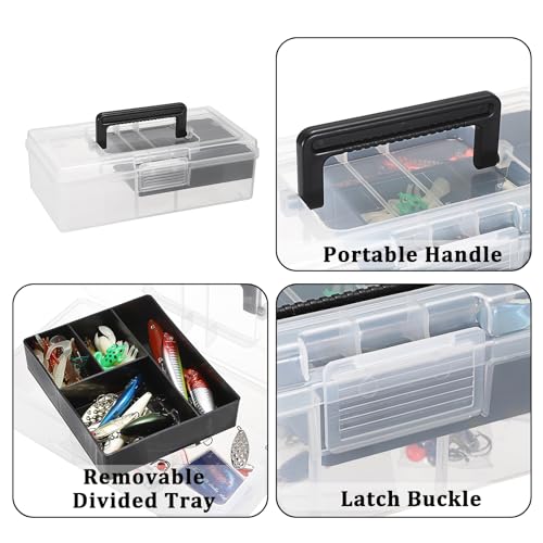 JUXYES Clear Art Craft Supply Storage Bin Sewing Box With Handle Lid - color: Black, size: 1 Pack