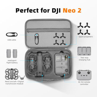 BRDRC Carrying Case for DJI Neo 2, Portable Protective Storage Bag with Shoulder for DJI Neo 2 Fly More Combo Accessories, for RC-N3 Remote Controller Drone Battery Charging Hub