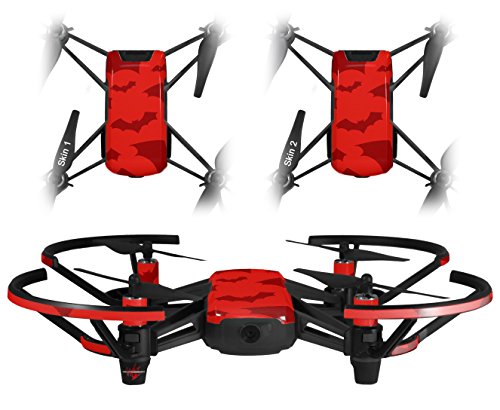 Skin Decal Wrap 2 Pack Compatible with DJI Ryze Tello Deathrock Bats Red Drone NOT Included