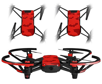 Skin Decal Wrap 2 Pack Compatible with DJI Ryze Tello Deathrock Bats Red Drone NOT Included