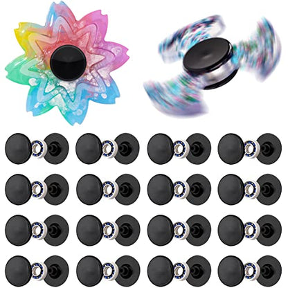 NiArt Fidget Spinner Bearings with Caps 16 Pack, Chrome Steel DIY Set - size: ONLY 16 BLACK Cap Bearings