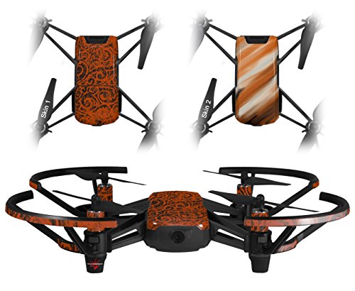 Skin Decal Wrap 2 Pack Compatible with DJI Ryze Tello Folder Doodles Burnt Orange Drone NOT Included