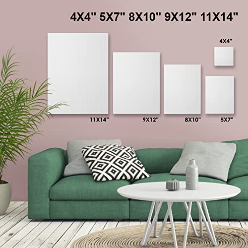 GOTIDEAL 18Pcs Stretched Canvases, Multi Pack 4x4, 5x7, 8x10, 9x12, 11x14 - color: White, size: Multi Pack-18 Pcs