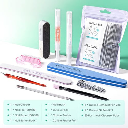 GELLEN Nail Cleanser Pads 50PCS with 10PCS Manicure Tools Kit - size: 50PCS with 10PCS Tools
