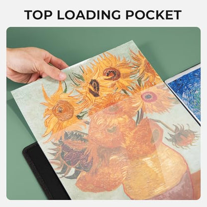 Nicpro 18"x24" Art Portfolio, 30 Pockets Display 60 Pages Art Portfolio Folder with Clear Plastic Sleeves, Artwork Storage Presentation Book for Artists, Painting Carrier Case - size: 18"x24"