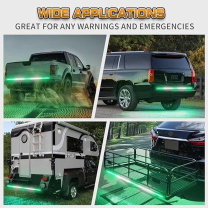 XRIDONSEN 60 inch Tailgate Strobe Lights Strip Green White Emergency Lights - color: Green/White