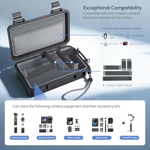 Waterproof Hard Case for Insta360 X6/Luna Ultra /Osmo Pocket 3 & Pocket 4