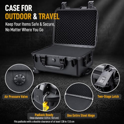 Lykus HC-4920 Hard Case with Wheels and Foam, Inner Size 18.5*13.78*7.28in - size: HC-4920