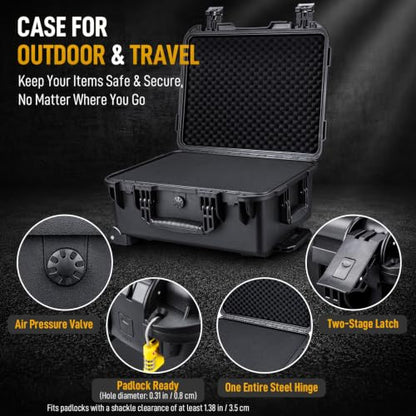 Lykus HC-4920 Hard Case with Wheels and Foam, Inner Size 18.5*13.78*7.28in - size: HC-4920