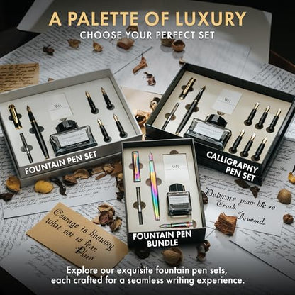 Wordsworth & Black Fountain Pen Gift Set, Medium & Extra Fine Nib, Rainbow - color: Rainbow