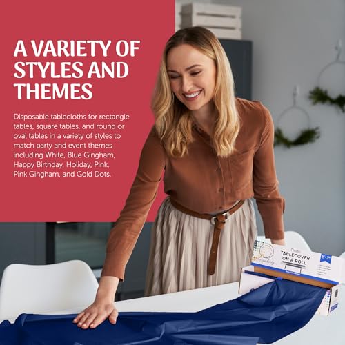 Grandipity Plastic Table Cloth Roll - 54in x 100 Ft. Table Cover Navy Blue - color: Navy Blue, size: 1200" x 54" (Rectangular)