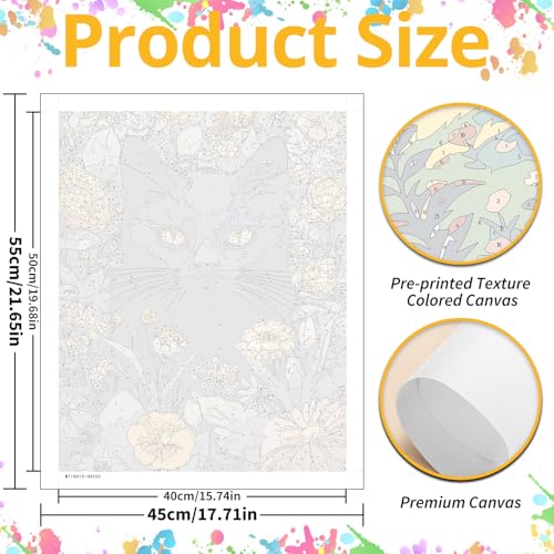 Cat Paint by Numbers Kit for Adults, 16x20 inch - color: Black Cat