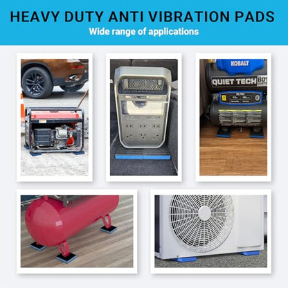 4 Pack Heavy Duty Anti Vibration Pads, 4" x 4" x 7/8" Ribbed Rubber Isolation Mat with EVA Core for Air Compressor, Treadmill, Washer, Dryer, HVAC, AC Unit – Noise Reduction, Non-Slip, Outdoor Ready
