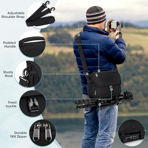 RAINSMORE Camera Bag, DSLR SLR Mirrorless Camera Case for Photographer - color: Black