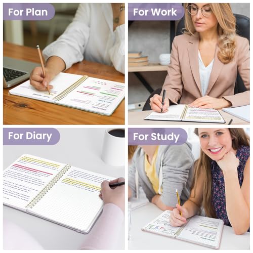 Taja Graph Spiral Notebook for Work, 5.7"x7.9" Squared Graph Paper Notebook - color: E-Purple, style: c-Graph