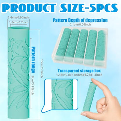 beinkmake 5 Pcs Vine Polymer Clay Texture Roller Floral Pattern Clay Roller for Jewelry Making Embossing Pottery Tool for DIY - color: Vine Patterns