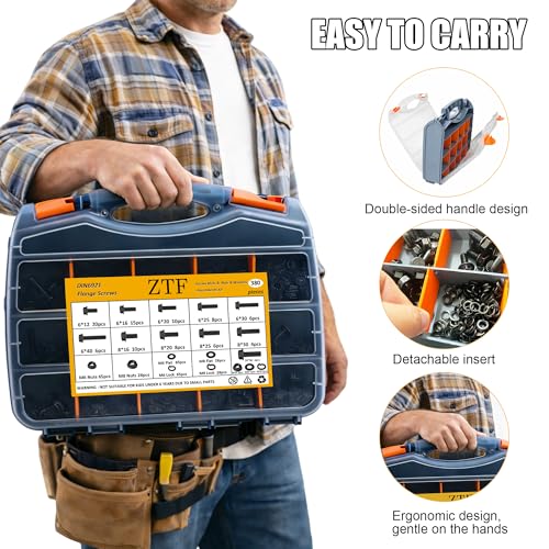 ZTF 3745PCS Metric Bolt Assortment Kit, M2-M10 Hex Socket Screws & Nuts - size: Flange+Flat+Button Head