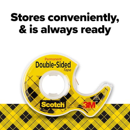 Scotch Double Sided Tape with Tape Dispenser, 0.5 in. x 250 in., 1 Roll