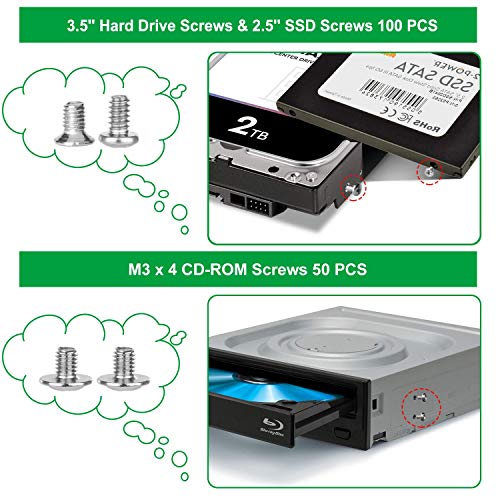 516Pcs Computer Screws Kit, M3 6-32 Motherboard Standoffs for SSD - color: 516 Pcs Silver PC Screw