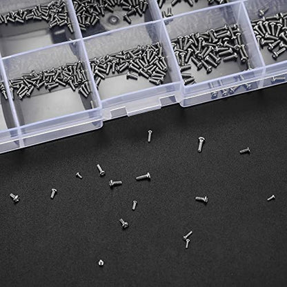 800Pcs Tiny Screws for Electronics, Micro Small Pan Head Machine Screws Assortment Kit for Eyeglasses, Watches, Clocks, Mobile Phone, M1/M1.2/M1.4/M1.6/M1.7 (800)